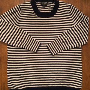 J crew cashmere striped sweater navy/cream